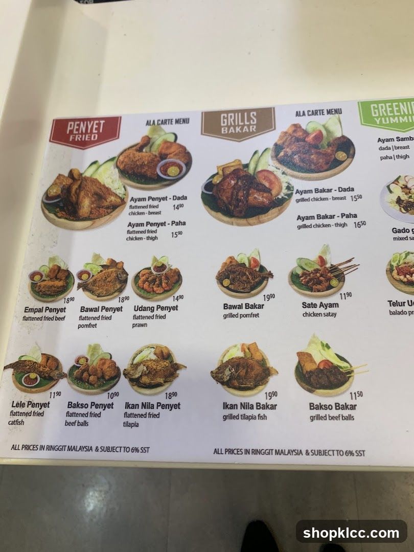 Ala Carte Menu