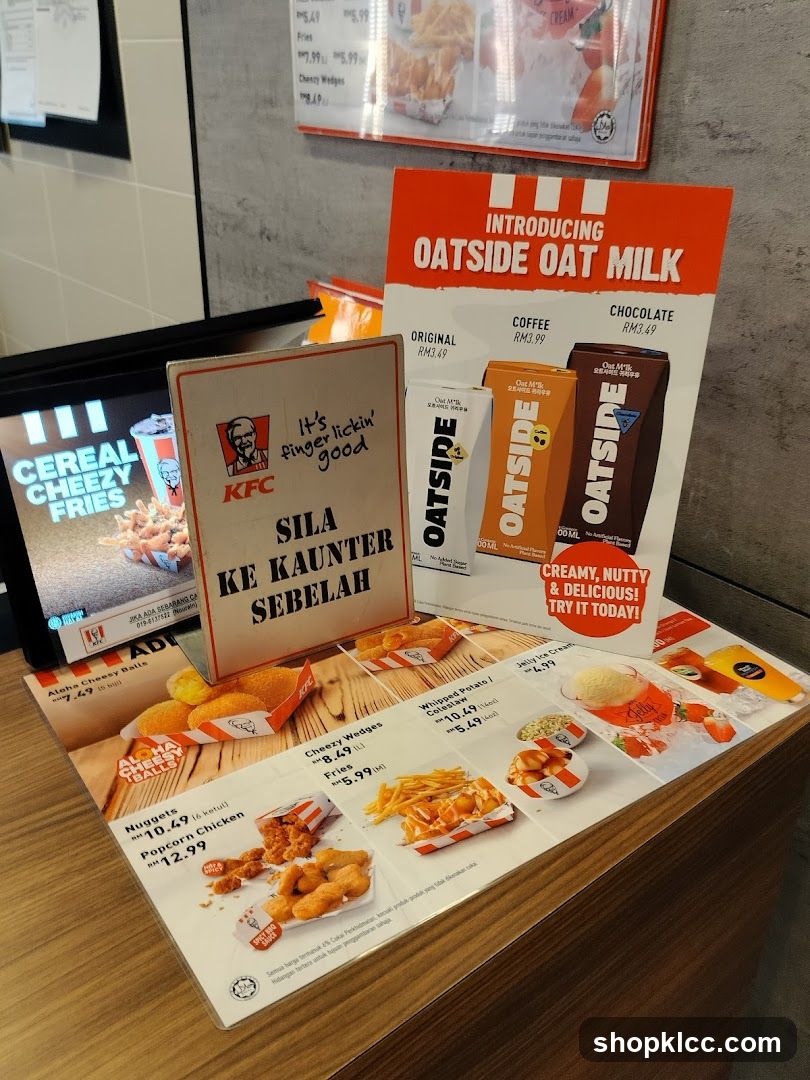 KFC Menu and Oat Milk Advertisement