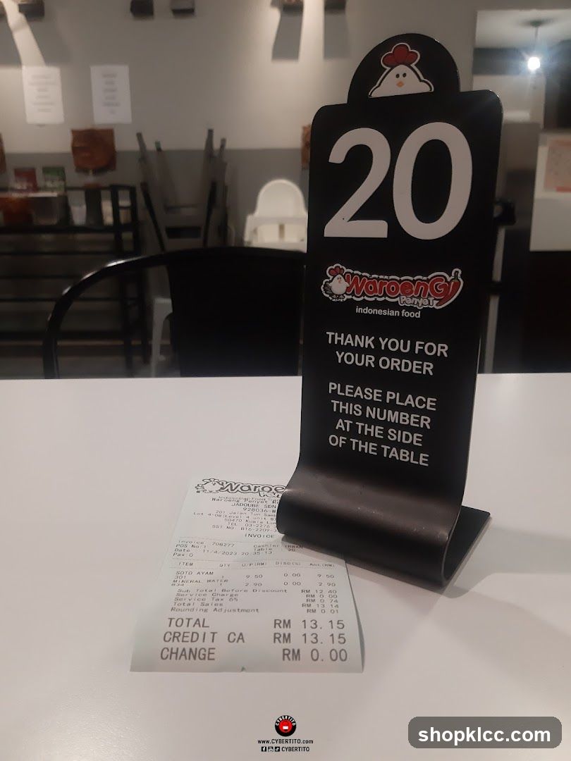 Table Number and Receipt