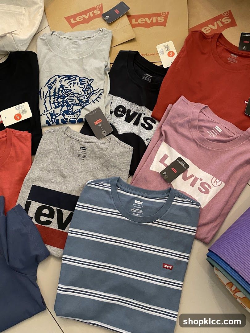 Levi's T-shirts and apparel display