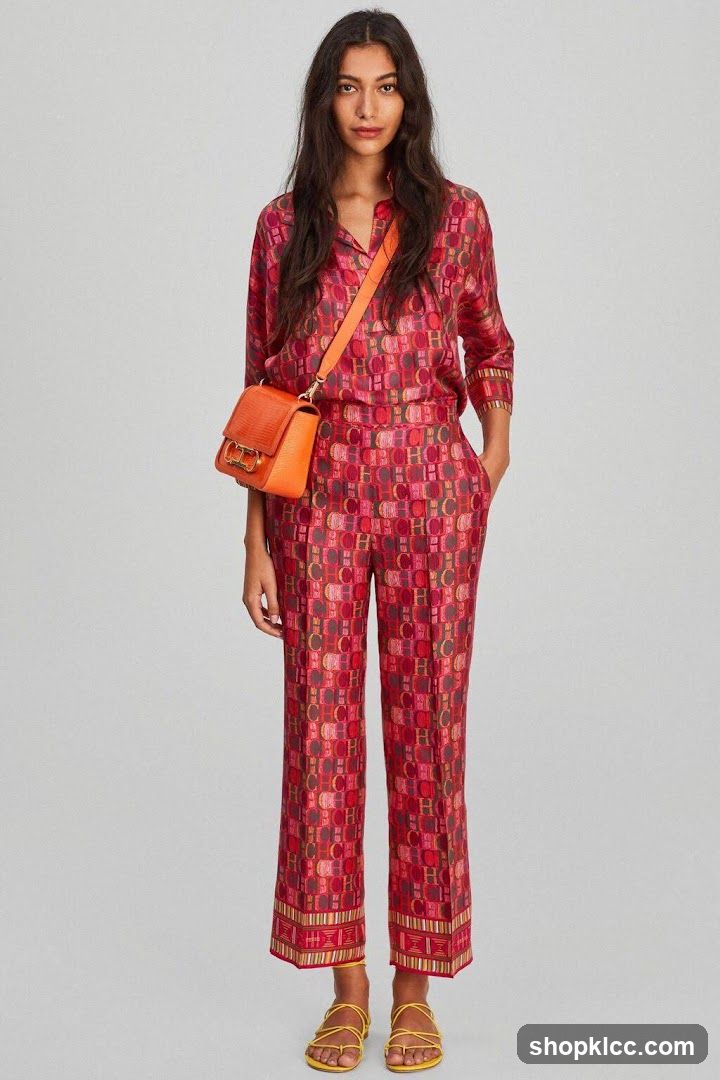 Woman in patterned outfit