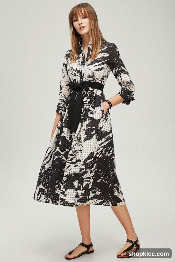 Woman in patterned dress