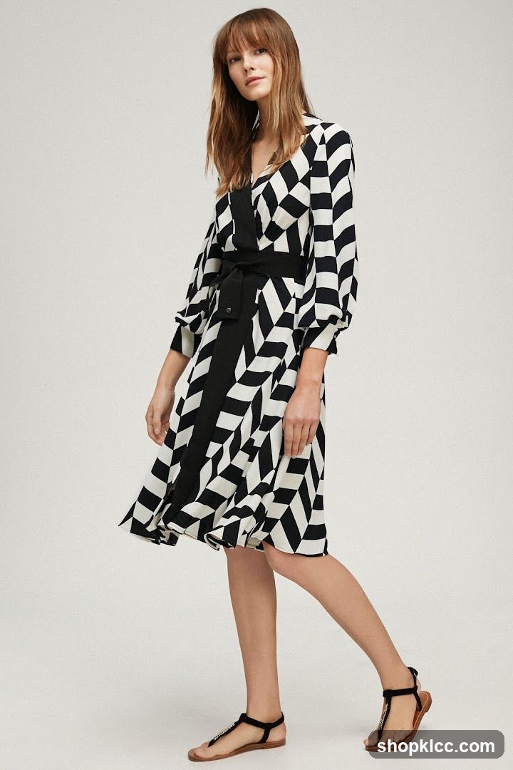 Woman in patterned dress
