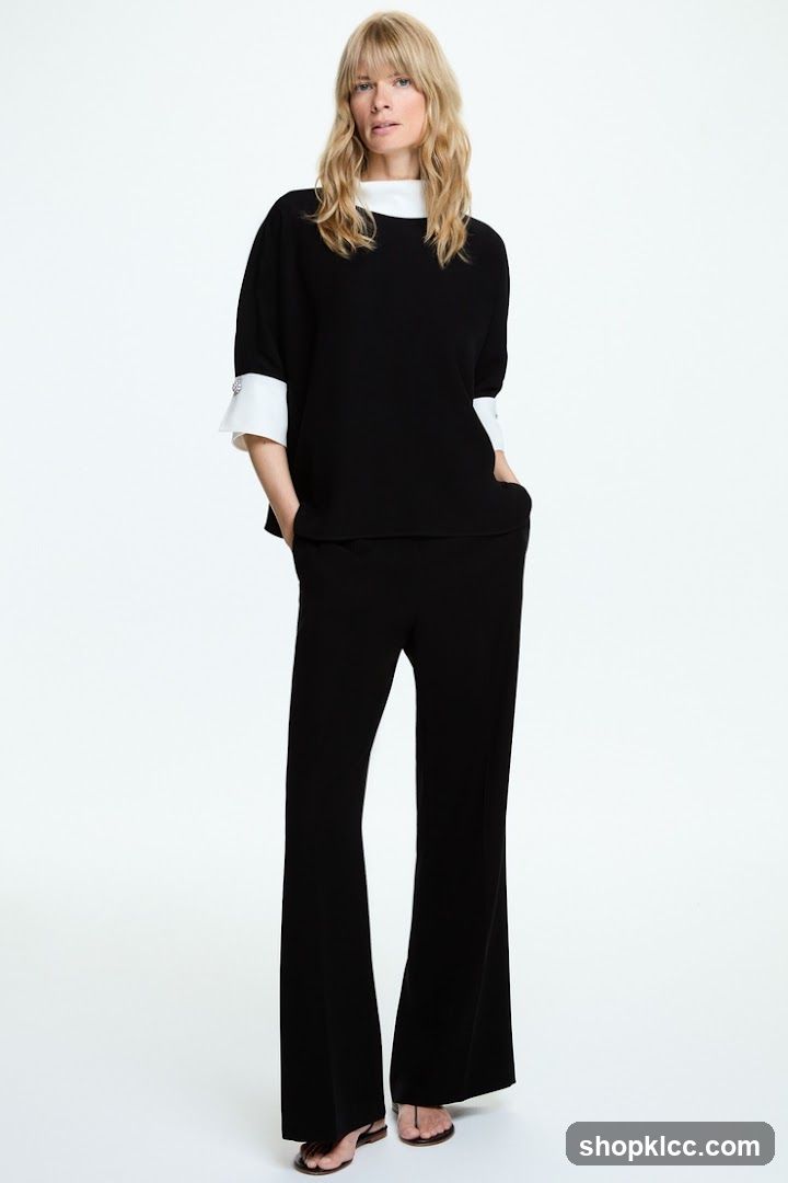 Woman in Black and White Outfit