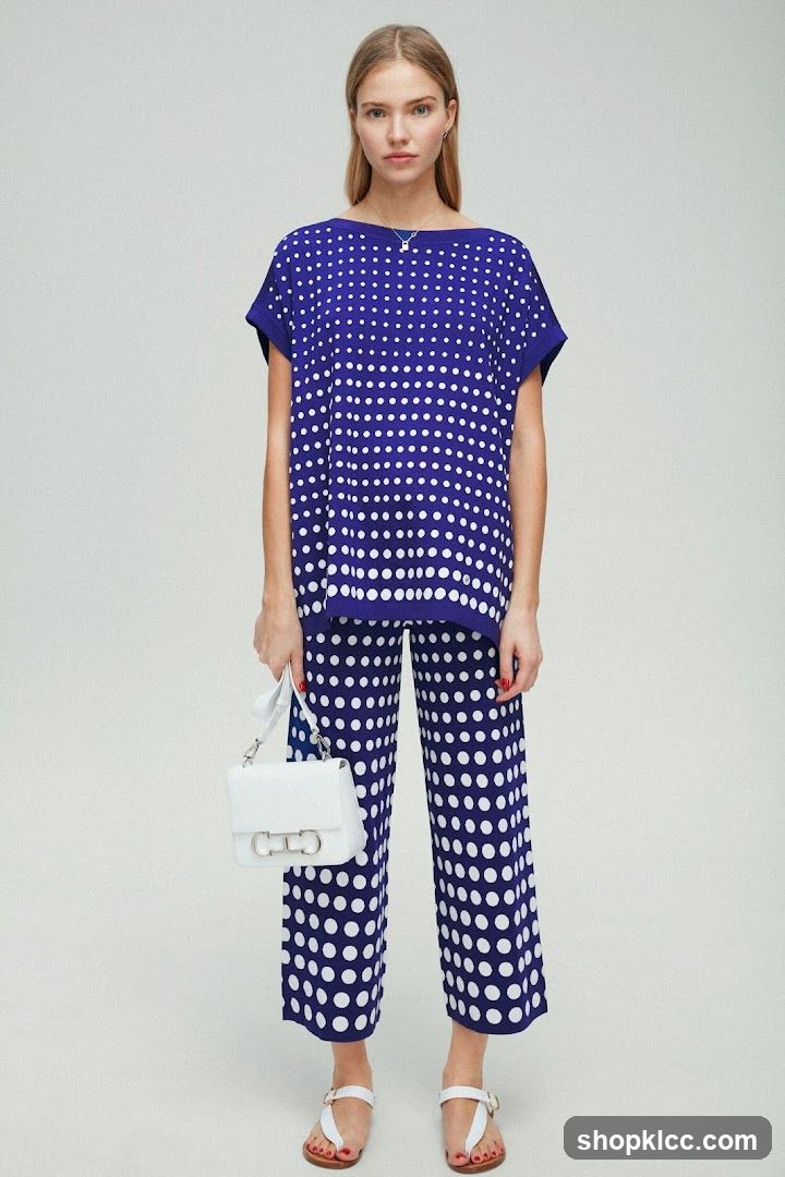 Woman in Polka Dot Outfit