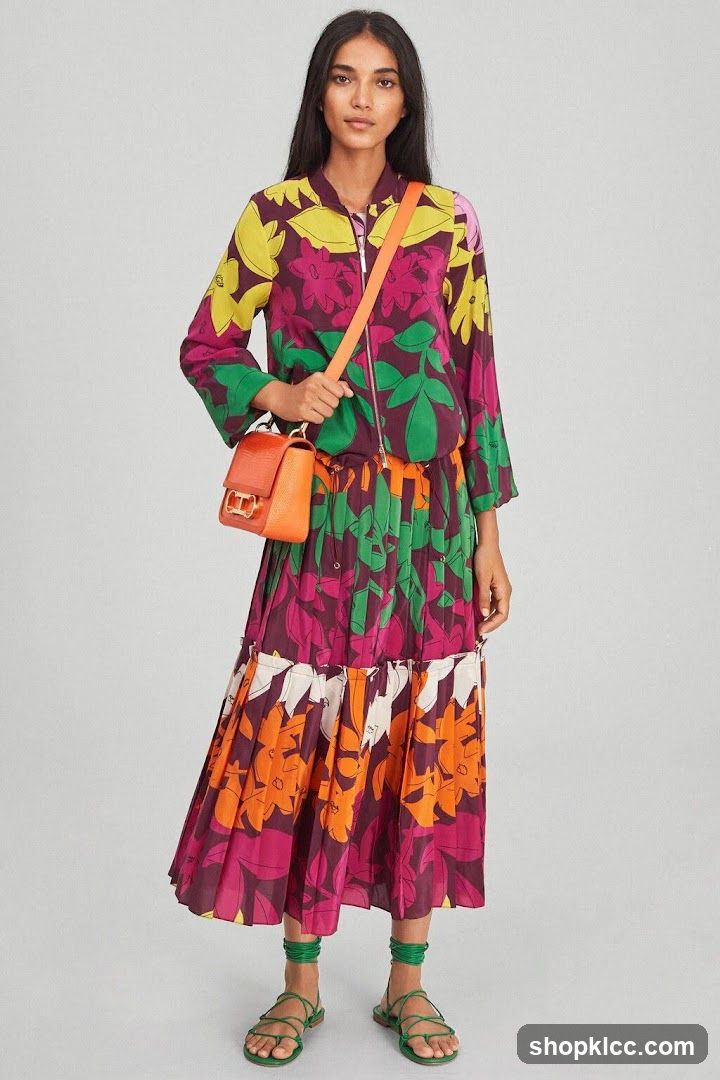 Woman in Floral Print Outfit