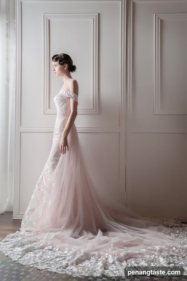 Bride in Off-the-Shoulder Wedding Dress