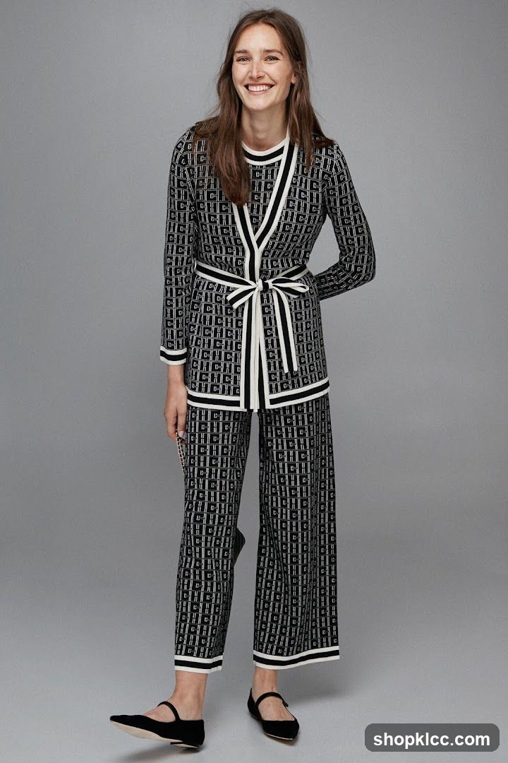 Woman in patterned outfit