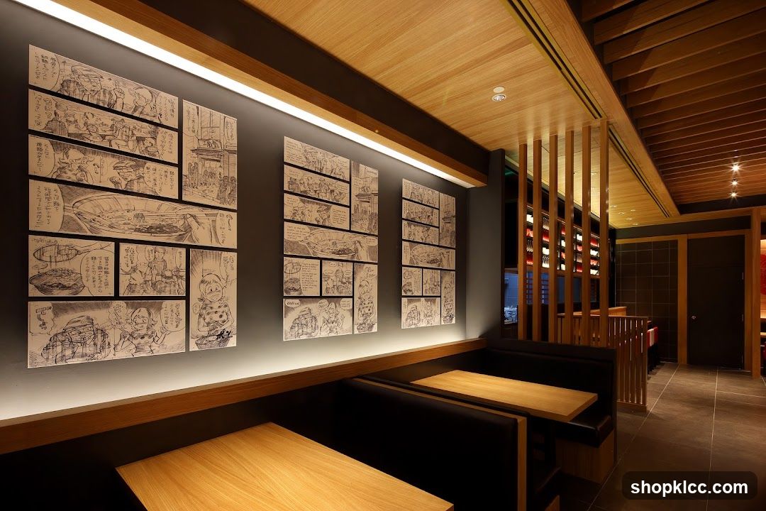 Restaurant Interior with Manga Panels