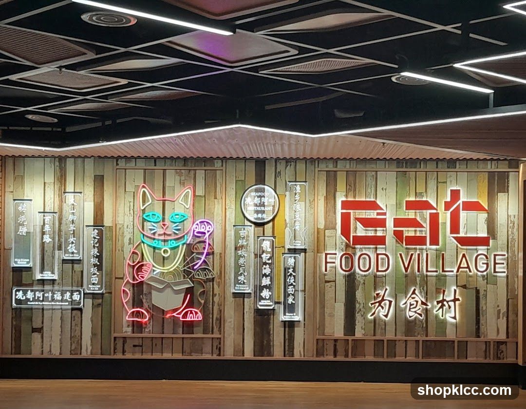 Eat Food Village Neon Signage