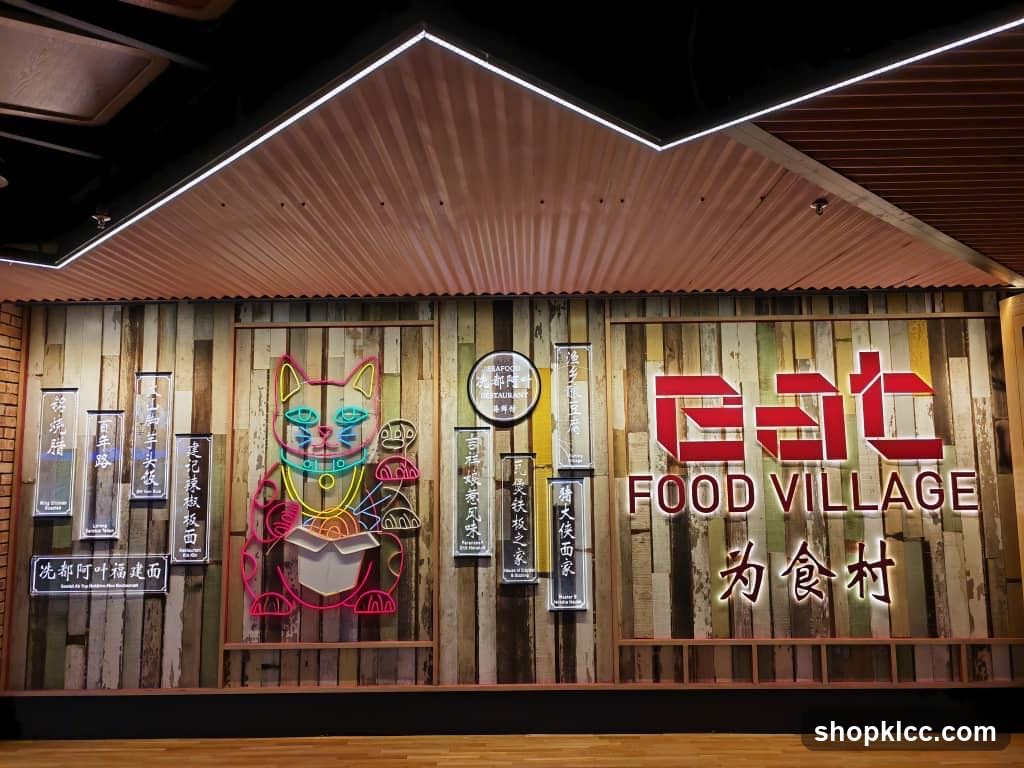 Eat Food Village Neon Signage