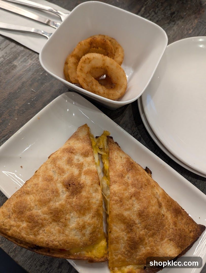 Quesadilla and Onion Rings