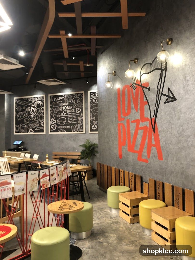 Restaurant Interior with Pizza Art