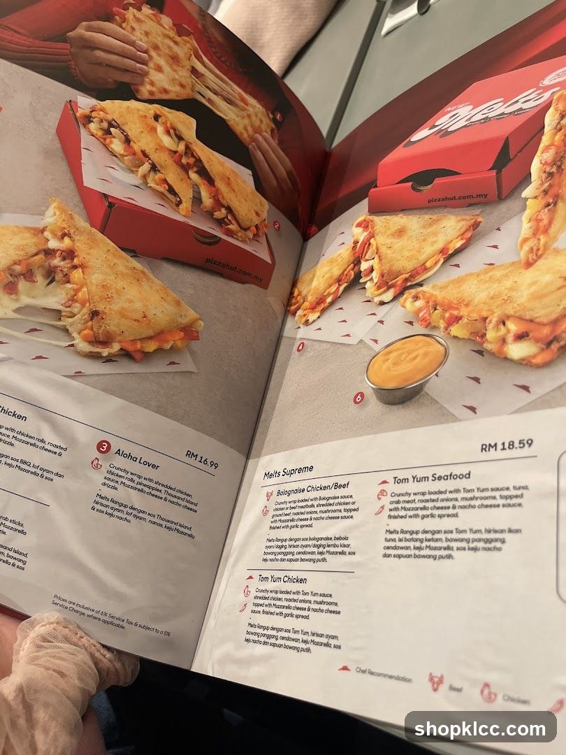 Pizza Hut Melts Menu