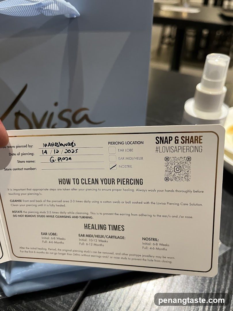Piercing Aftercare Card