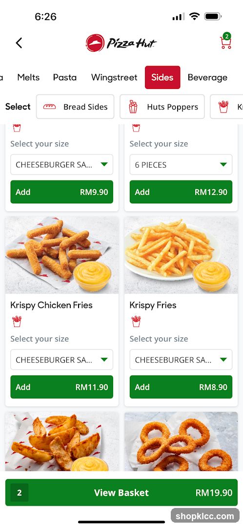 Pizza Hut Sides Menu
