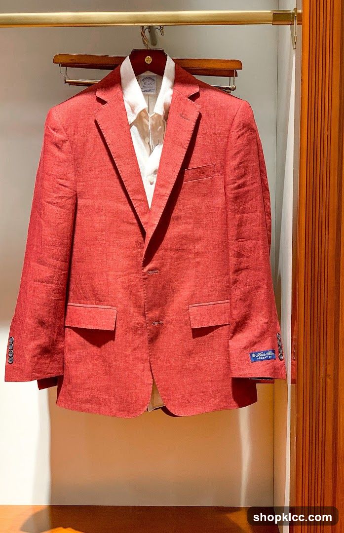 Red Linen Blazer and White Shirt