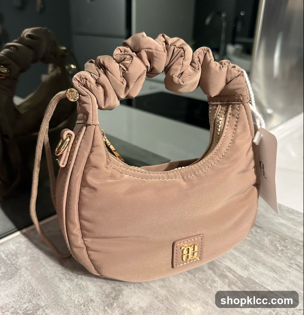 Tan Ruched Handle Shoulder Bag