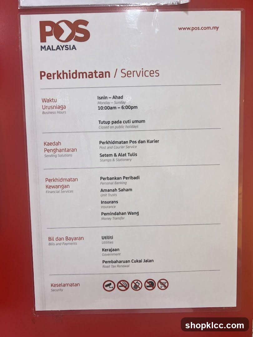 POS Malaysia Services List