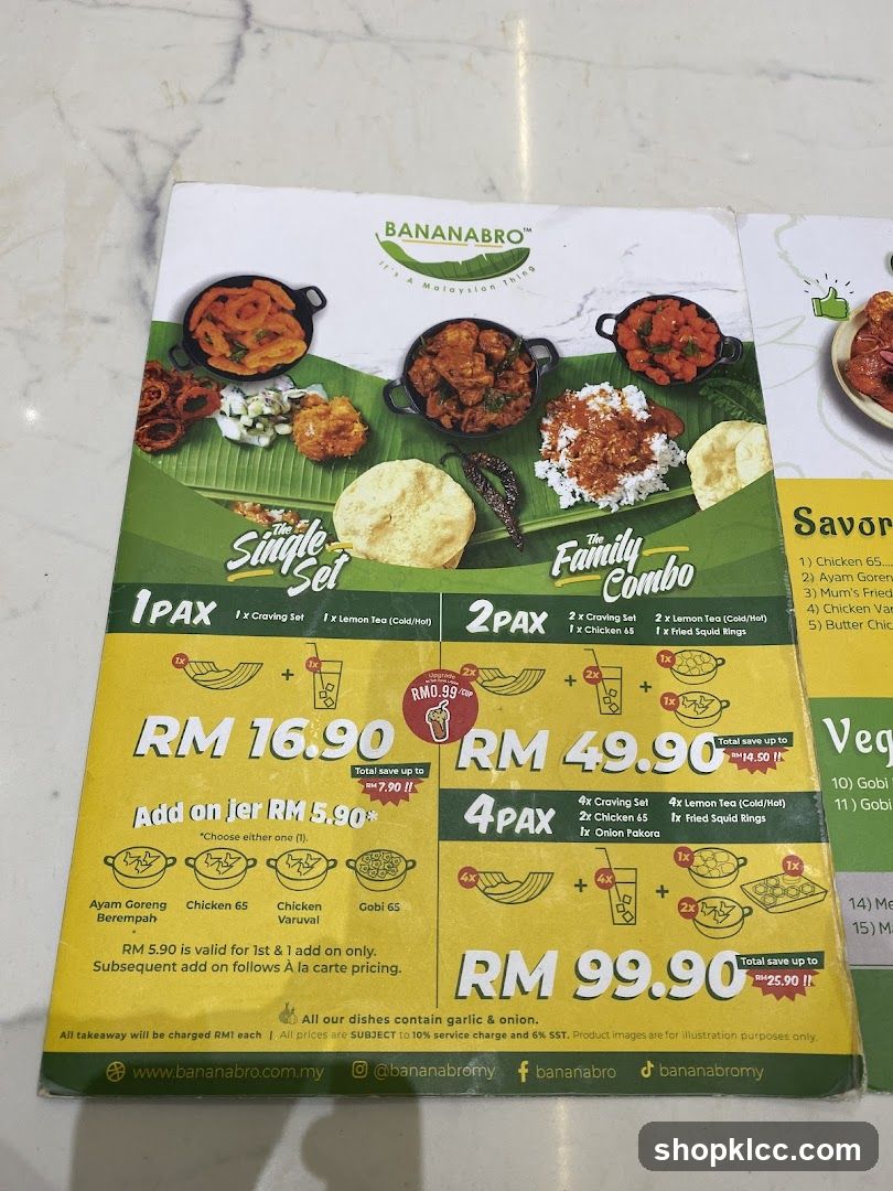 Bananabro Menu