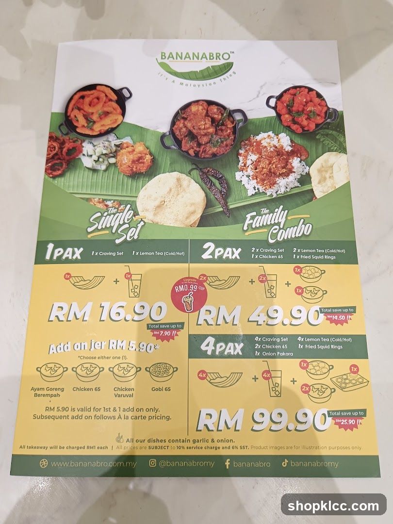 Bananabro Menu