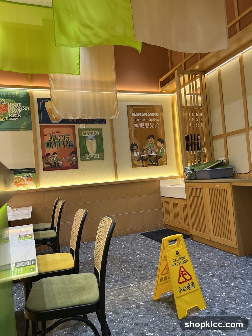 Restaurant Interior with Posters and Seating