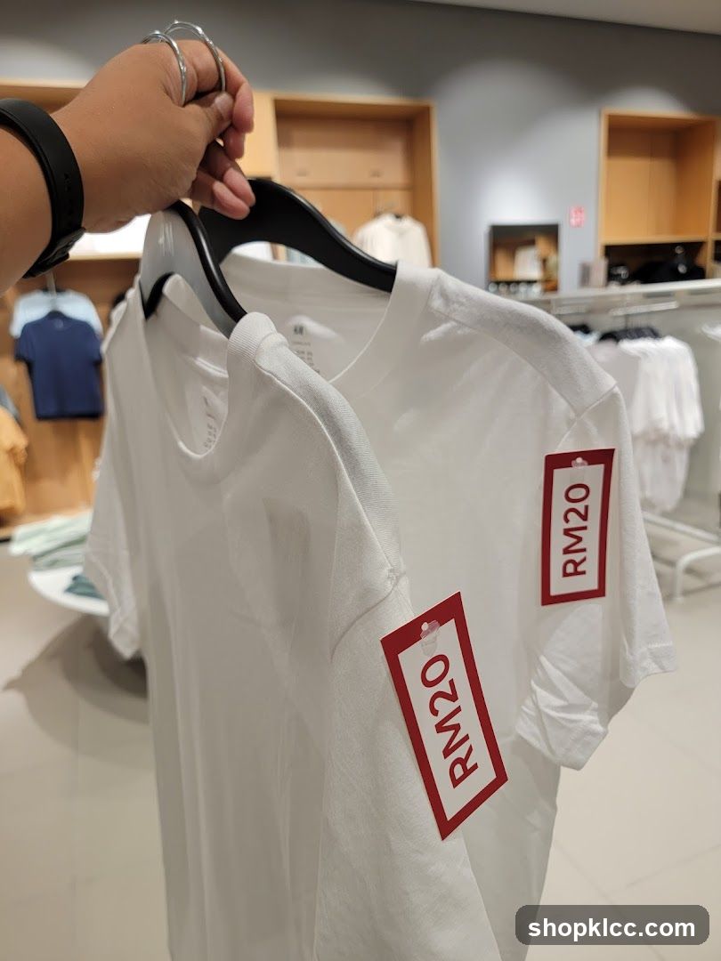 White T-Shirt with Price Tag in Store