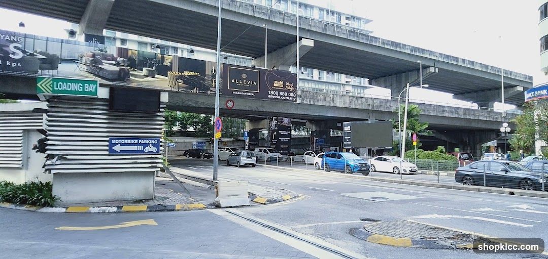 Urban Street Scene with Elevated Highway