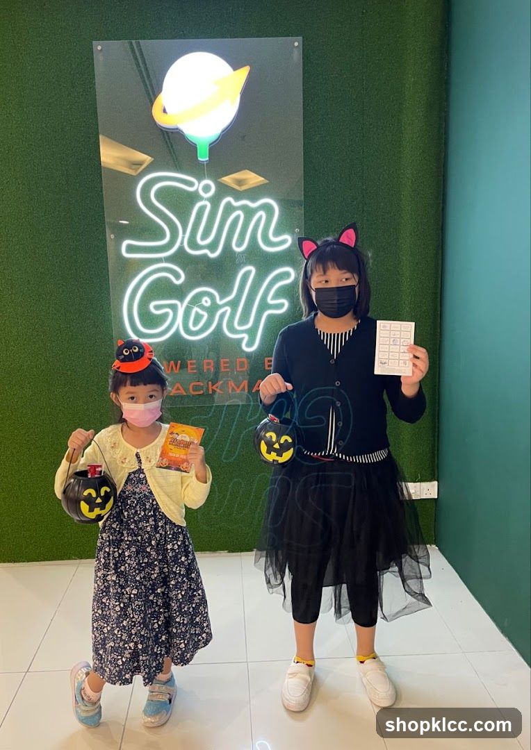 Kids in Halloween Costumes at Sim Golf