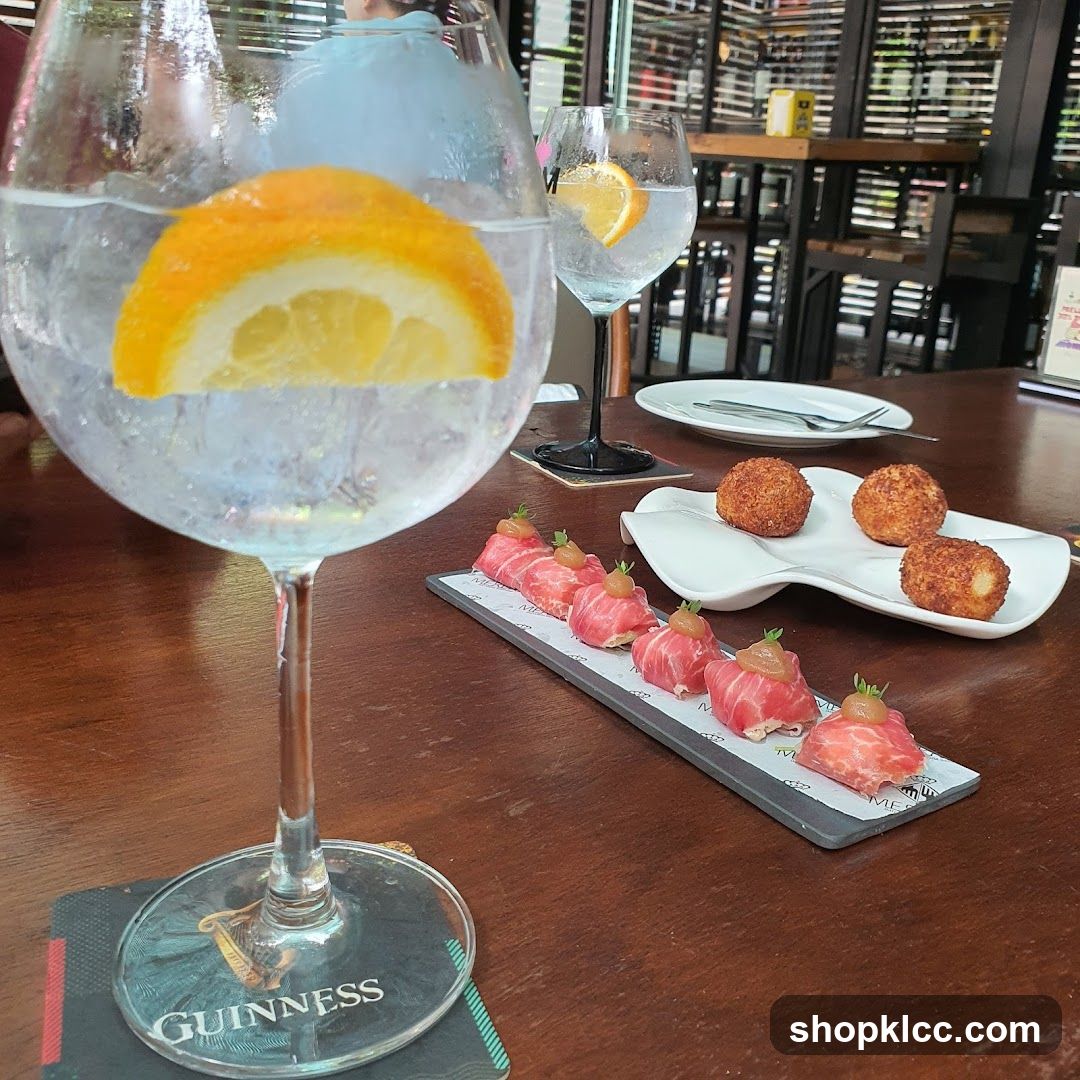Gin and Appetizers at a Restaurant
