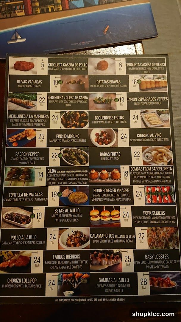 Spanish Tapas Menu