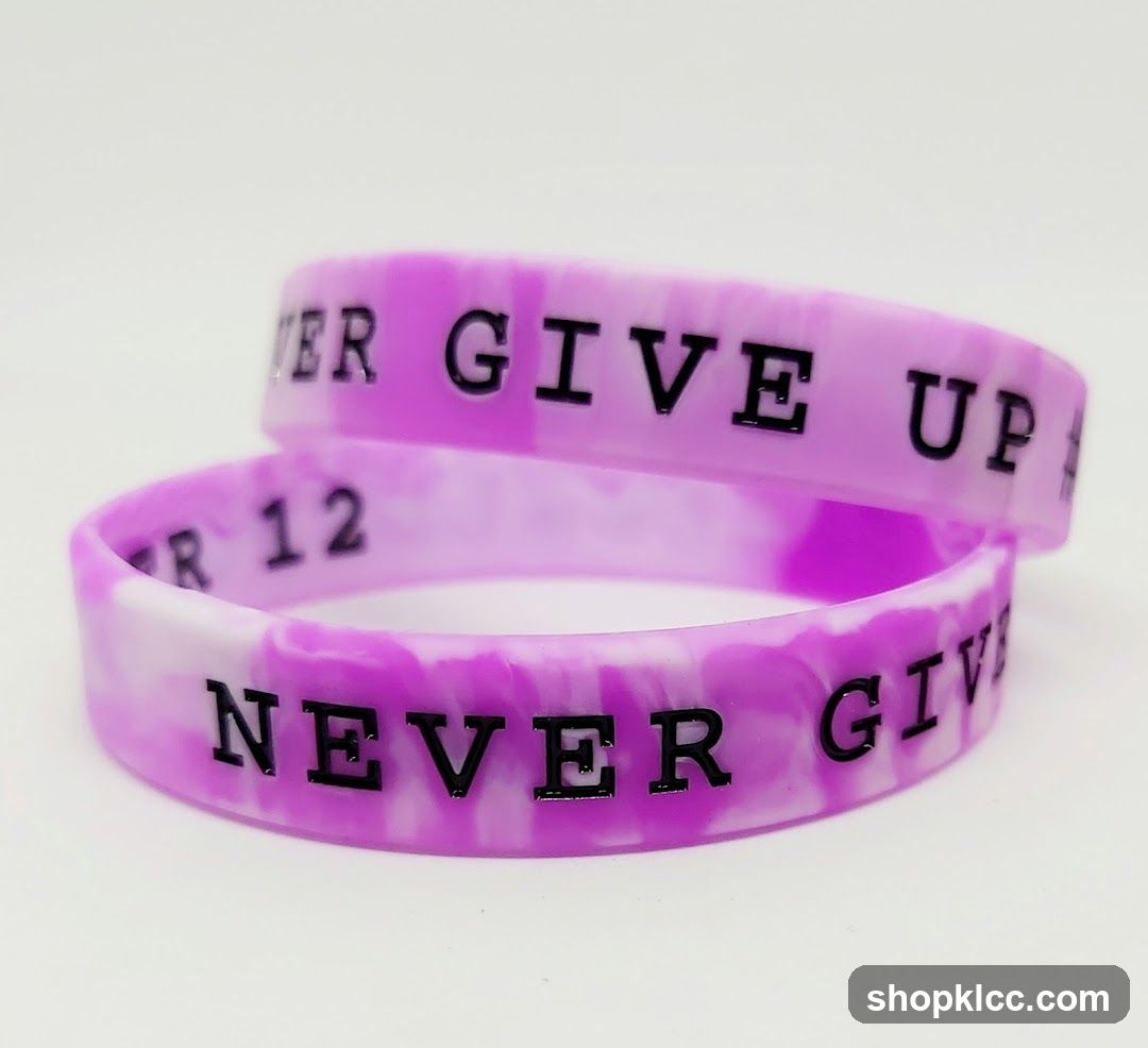 Purple Wristbands with Inspirational Text