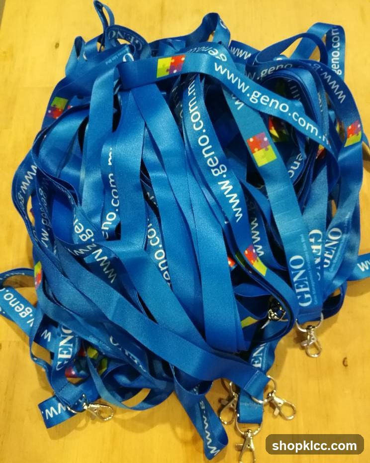 Blue Lanyards with Geno.com Logo