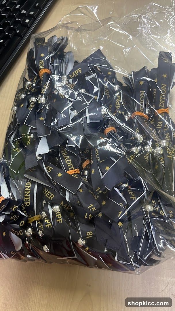 Bag of lanyards with bells and numbers