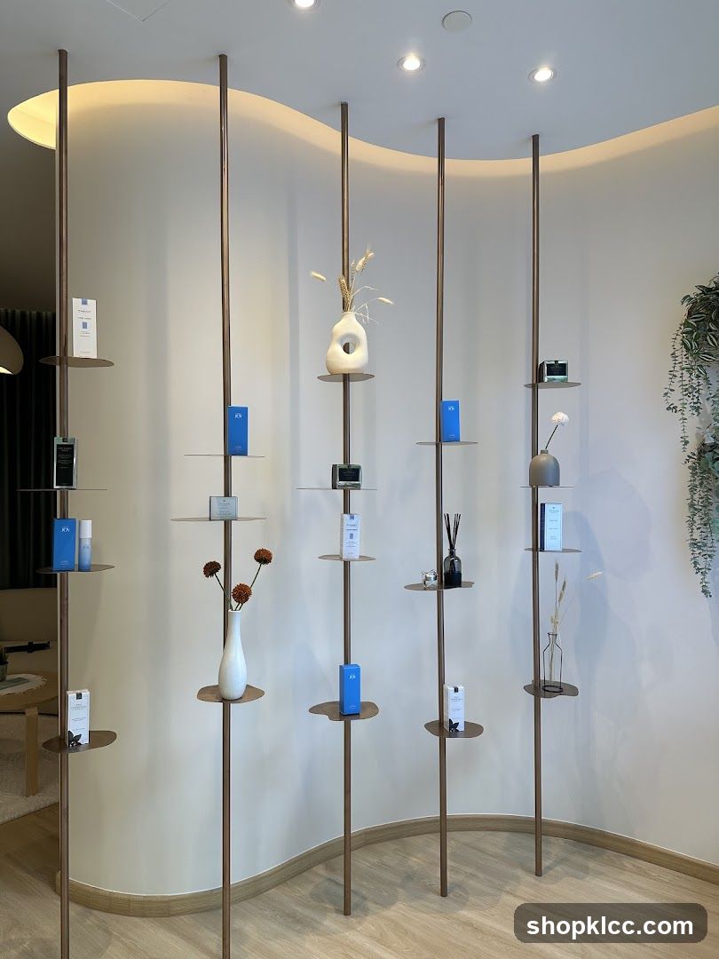 Display shelves with products