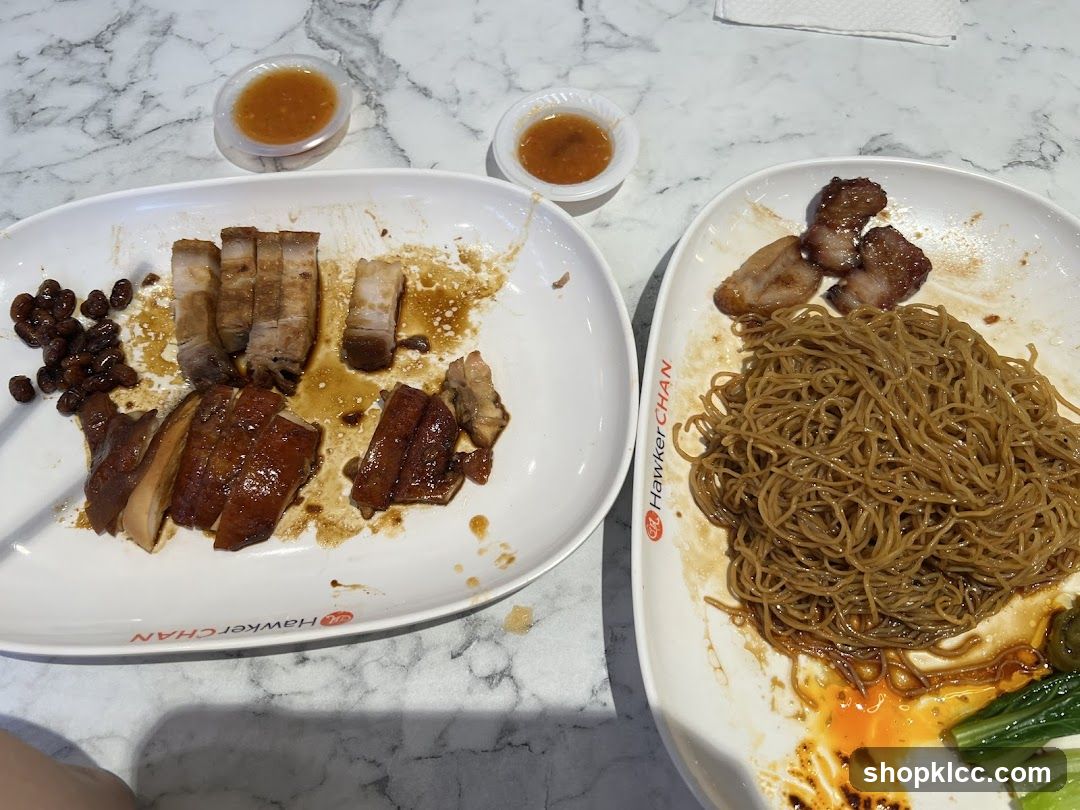 Hawker Chan Noodle and Meat Plate