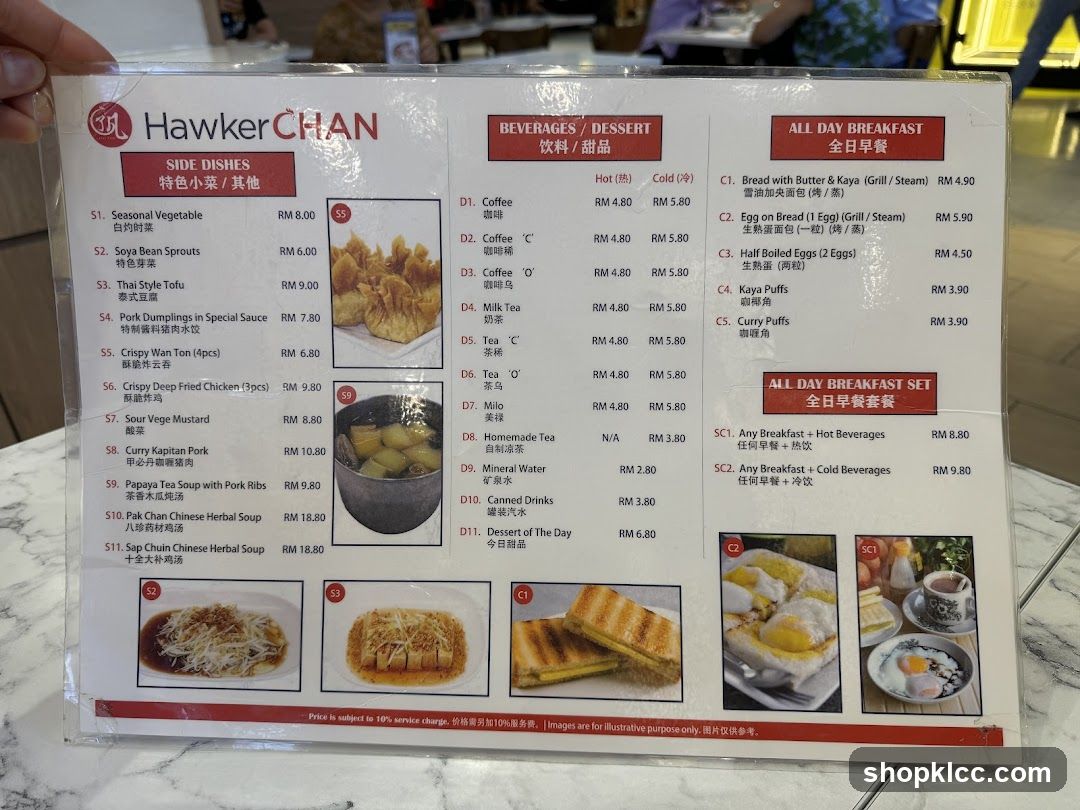 Hawker CHAN Menu
