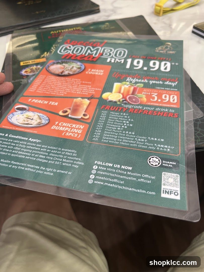 Special Combo Meal Menu