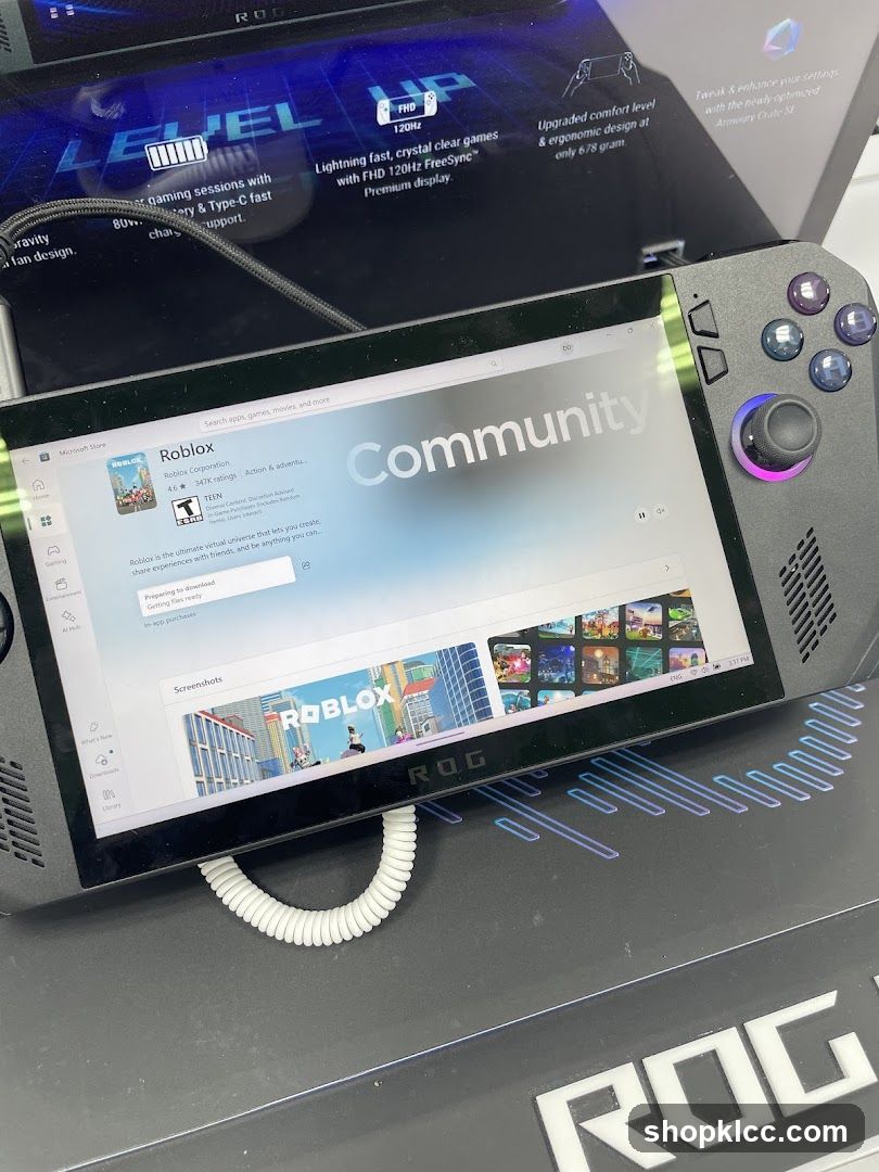 ROG Switch displaying Roblox Community