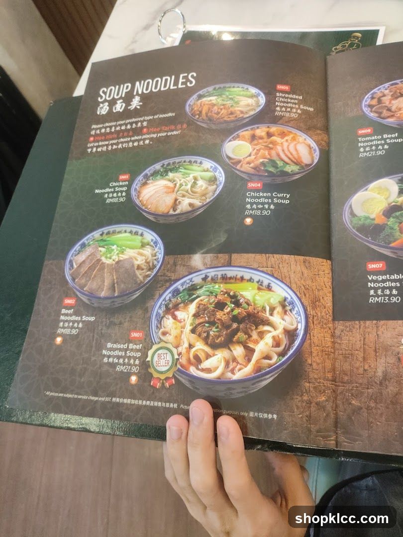 Soup Noodles Menu Page