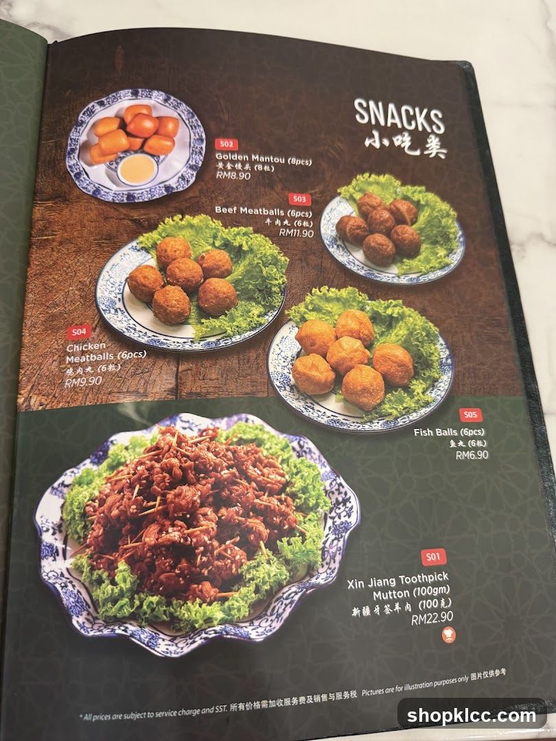 Snacks Menu Page