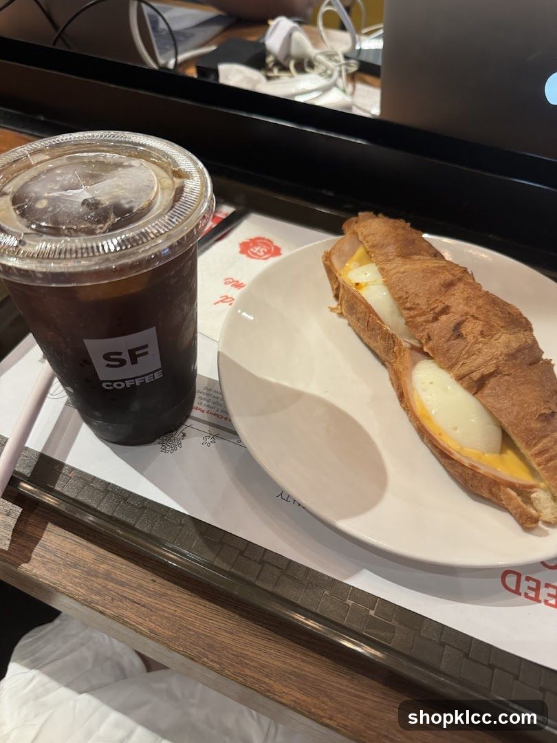 Coffee and Croissant Sandwich