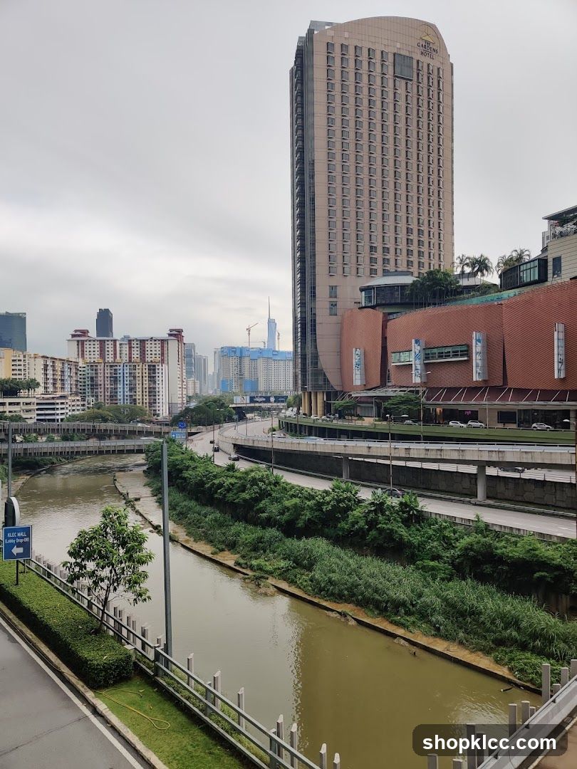 Cityscape with River and Tall Buildings