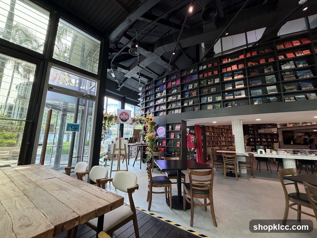 Interior of a bookstore cafe