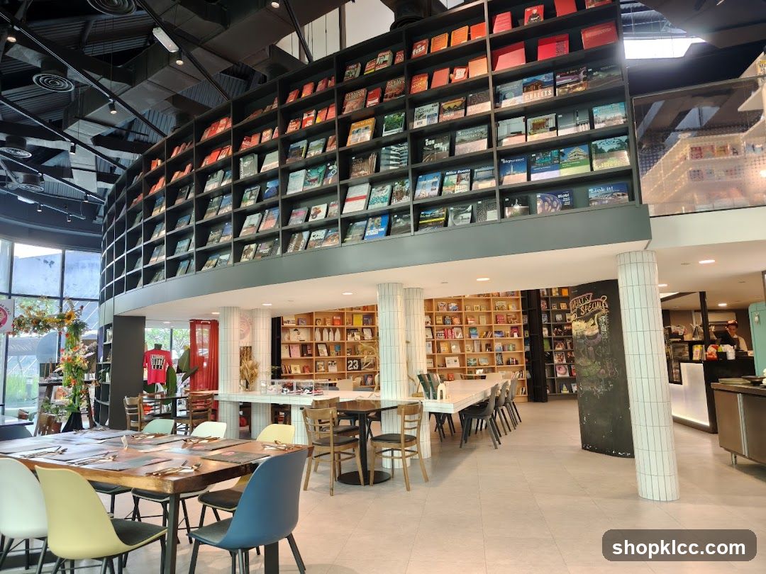 Interior of a bookstore cafe