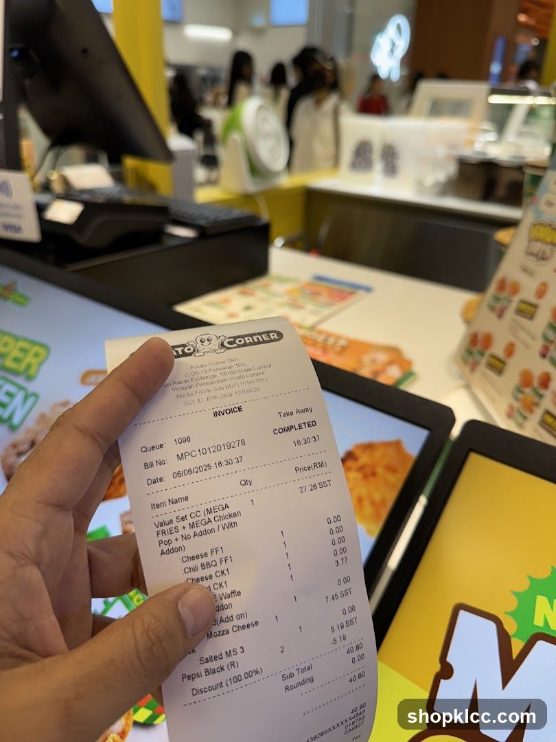 Receipt from Potato Corner