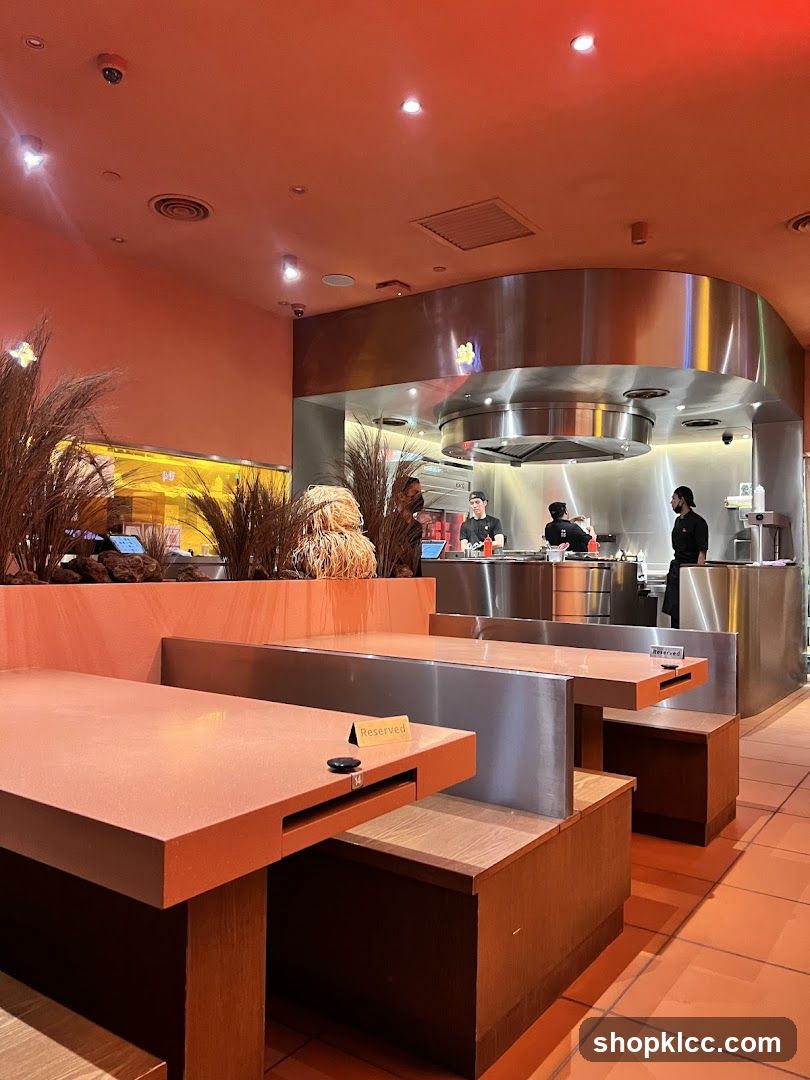 Restaurant Interior with Open Kitchen