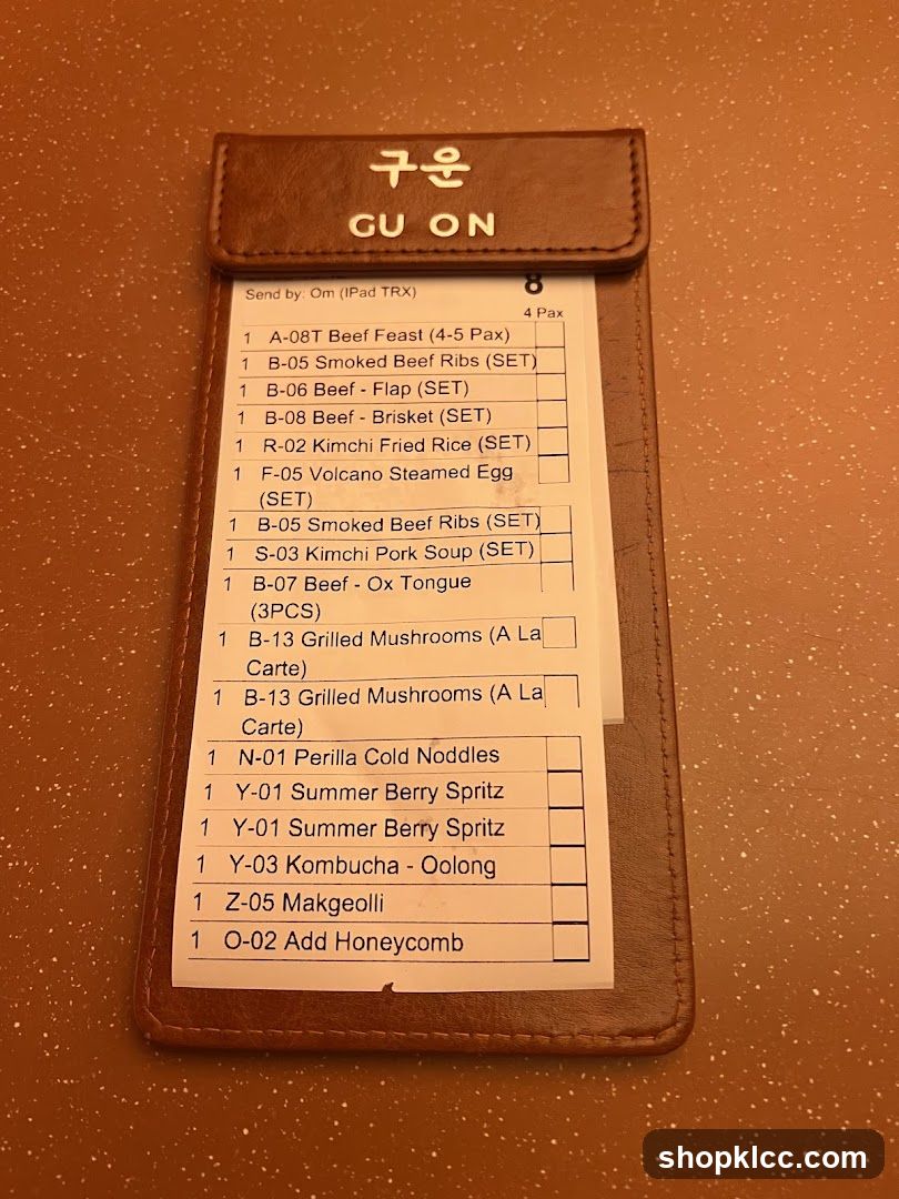 GU ON Menu