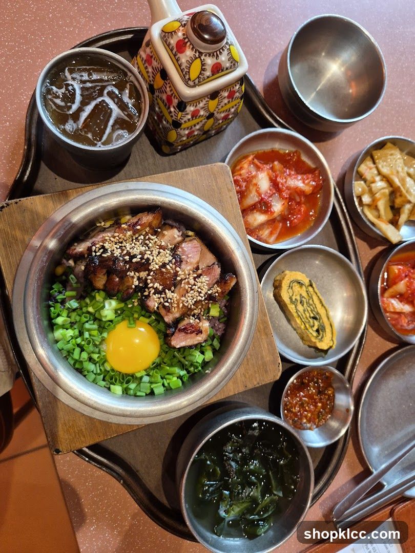Korean Meal with Bibimbap and Side Dishes