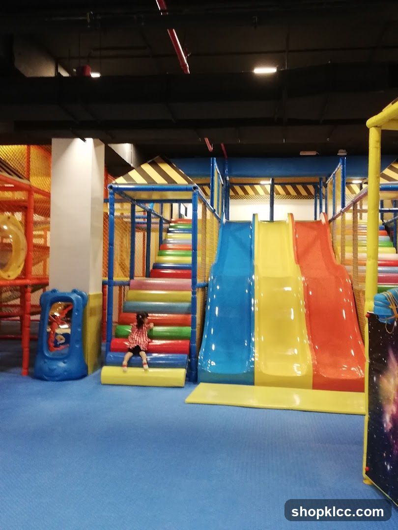Indoor Play Area with Slides and Climbing Structures